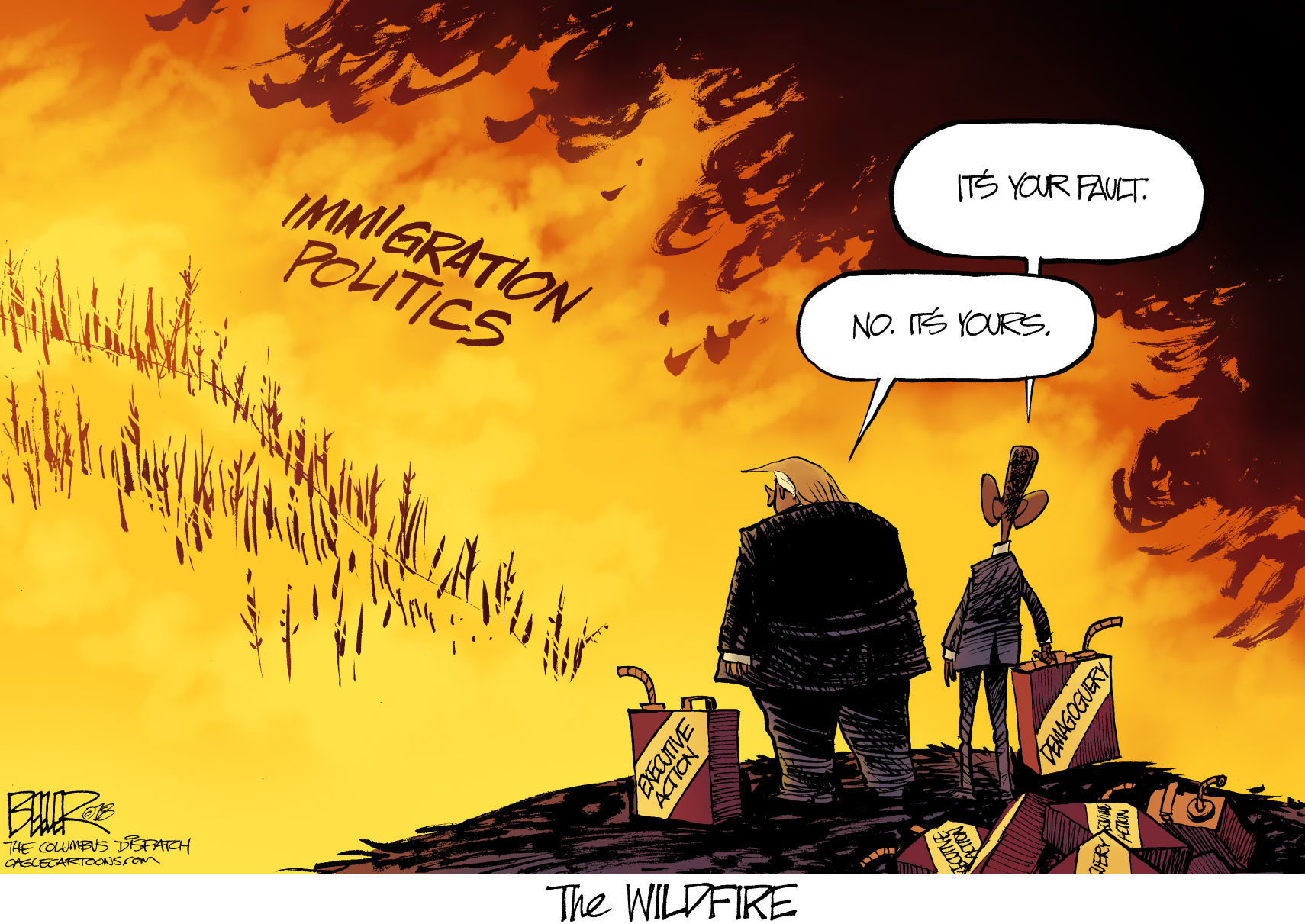 Immigration Wildfire by Nate Beeler, The Columbus Dispatch